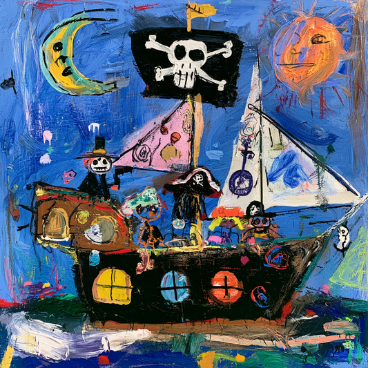 Midnight Crew — original acrylic on canvas by Evangelo Kattaranza, 100×100cm